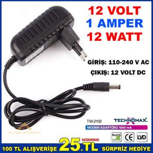 Ücretsiz Kargo 12 VOLT 1 AMPER 12 WATT MODEM ADAPTÖRÜ TM-2102