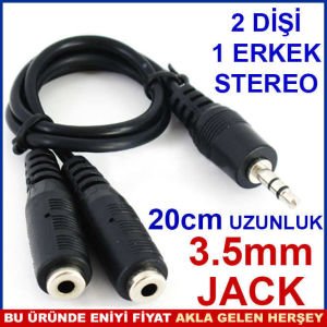 20cm UZUNLUKTA 3.5mm STEREO 2'li SES KABLOSU