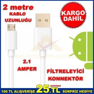 ANDROID CİHAZLAR İÇİN 2 METRE USB ŞARJ DATA KABLOSU