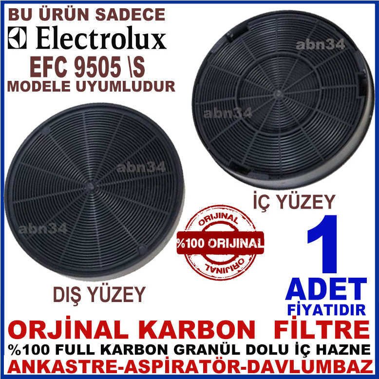 ELECTROLUX ANKASTRE DAVLUMBAZ FİLTRESİ ELECTROLUX EFC 9505 \S DAVLUMBAZ İÇİN GRANÜL KARBONLU FİLTRE