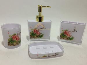 DESENLİ ÇİFT KAT AKRİLİK 4 PARÇA LÜKS BANYO LAVABO SETİ-YEŞİL