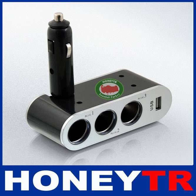 USB ÇIKIŞLI 3'lü OTO ÇAKMAK ÇOĞALTICI USB ÇEVİRİ