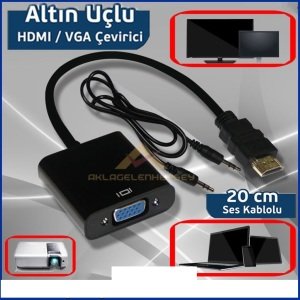 Hdmi to Vga Dönüştürücü Adaptör Kablosu Görüntü Tv Çevirici