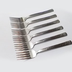 6 Adet Sarmaşık Model Paslanmaz Çelik Rostfrei Tatlı Çatalı Seti