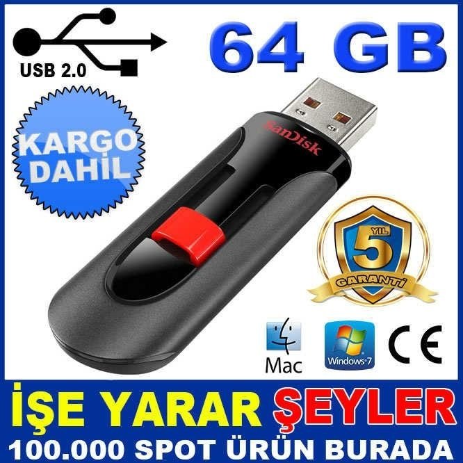 SANDİSK 64GB ULTRA HIZLI USB BELLEK FLASH DİSK KD