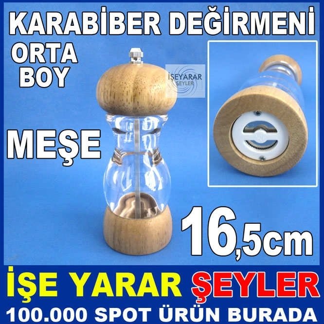 ÇEVİRMELİ AKRİLİK MEŞE KARABİBER DEĞİRMEN 16,5cm