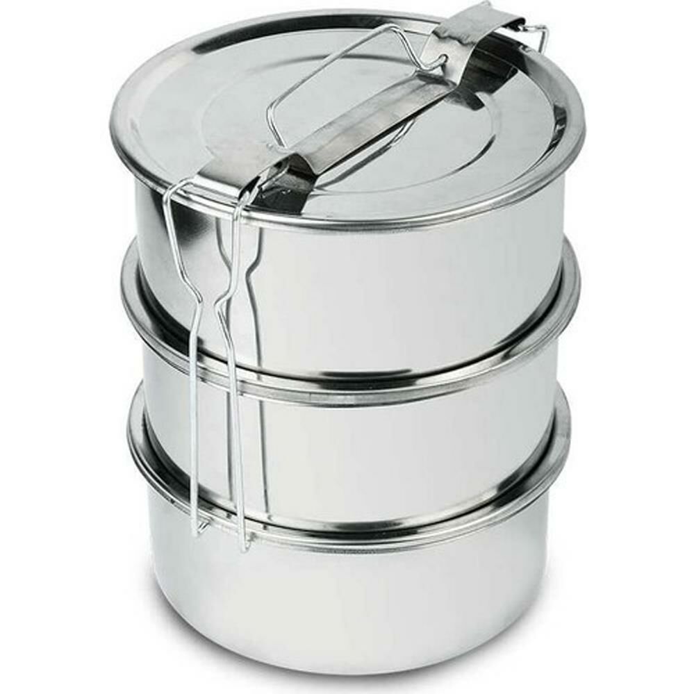 Paslanmaz Çelik 3lü Sefer Tası 1.5Lt 2-3 Kişilik Yemek Taşıma Kabı 500ml x3 Isıtılabilir %100 Metal