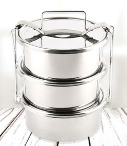 Paslanmaz Çelik 3lü Sefer Tası 1.5Lt 2-3 Kişilik Yemek Taşıma Kabı 500ml x3 Isıtılabilir %100 Metal