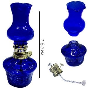 18cm Antik Görünüm Organik Renkli Cam Büyük Boy İdare Kandil Gaz Lambası Sıvı Yakıt Lambası