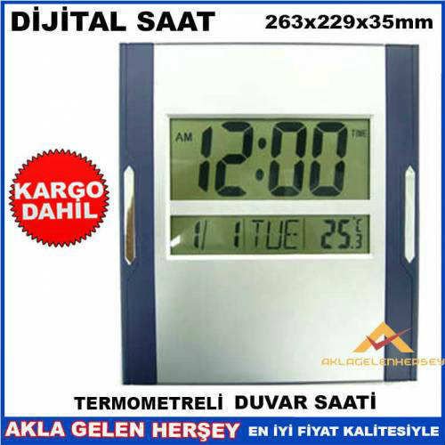 Büyük boy Dikdörtgen Dijital Duvar Saati Termometre,Alarmlı LCD ekran Dijital Takvim 27x23cm