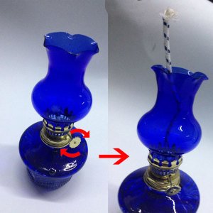 18cm Antik Görünüm Organik Renkli Cam Büyük Boy İdare Kandil Gaz Lambası Sıvı Yakıt Lambası