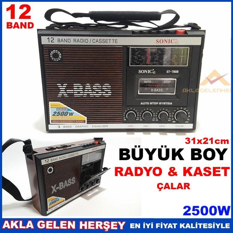 2500W BÜYÜK BOY RADYO ve KASET ÇALAR RADYOLU TEYP ST-7808