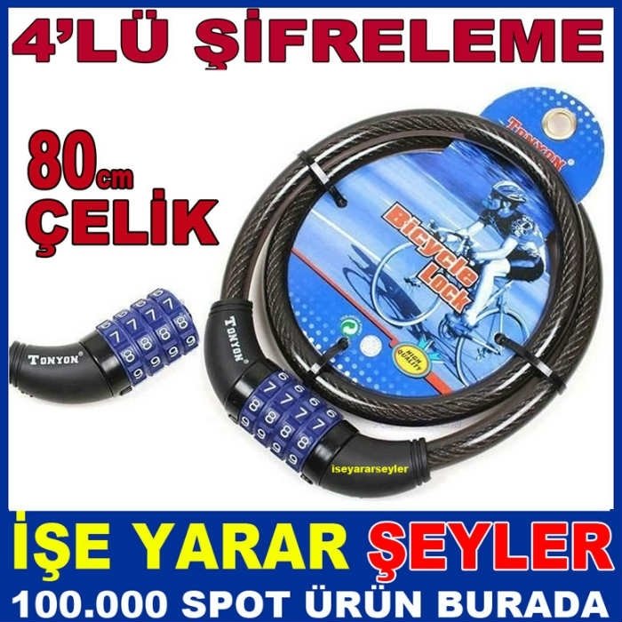 4 HANE DEĞİŞEBİLEN ŞİFRE SAĞLAM BİSİKLET KİLİDİ