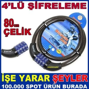4 HANE DEĞİŞEBİLEN ŞİFRE SAĞLAM BİSİKLET KİLİDİ