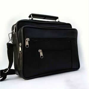 Hakiki Deriden Üretilmiş Omuz Askılı 5 Cepli Küçük Boy Erkek El Çantası - Yatay Model