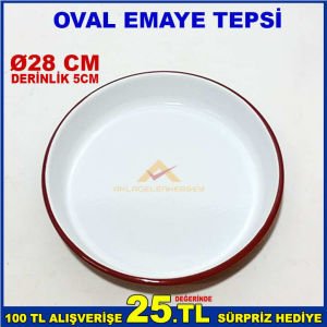 İÇ VE DIŞ YÜZEYİ EMAYE KAPLAMALI 28 CM ÇAPINDA ISI İLETKENLİĞİ YÜKSEK KALİTELİ VE SAĞLAM EMAYE TEPSİ