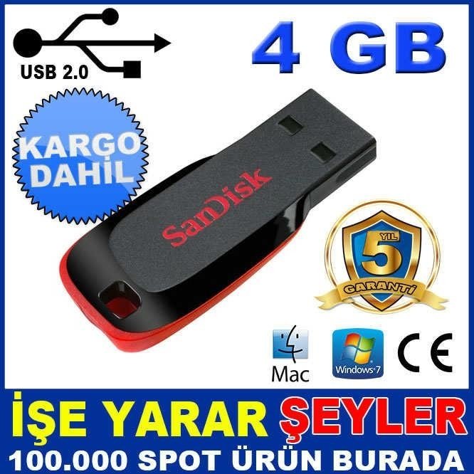 SANDİSK 4GB ULTRA HIZLI USB BELLEK FLASH DİSK KD