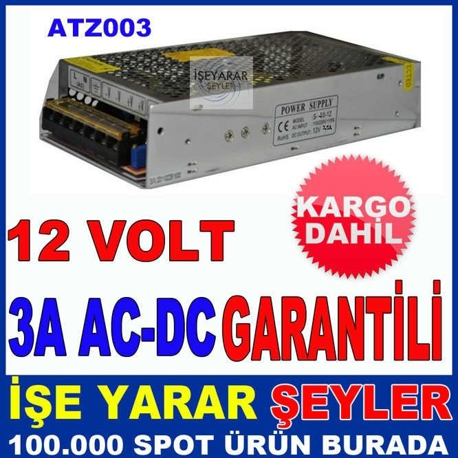 12V 3A AC-DC İÇ-DIŞ MEKAN ŞERİT LED ADAPTÖRÜ KD