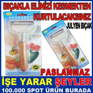 AHŞAP SAPLI PASLANMAZ SEBZE MEYVE SOYACAĞI