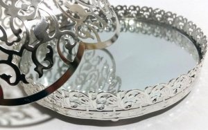 15 cm. İÇİ AYNALI KARARMAZ KAPLAMALI GÜMÜŞ RENK METAL ŞEKERLİK