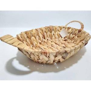 Metal Üzeri Hasır Örgülü Orijinal Ekmek Sepeti Büyük Boy Organik Ekmek Sepeti 37x22cm Ebatında