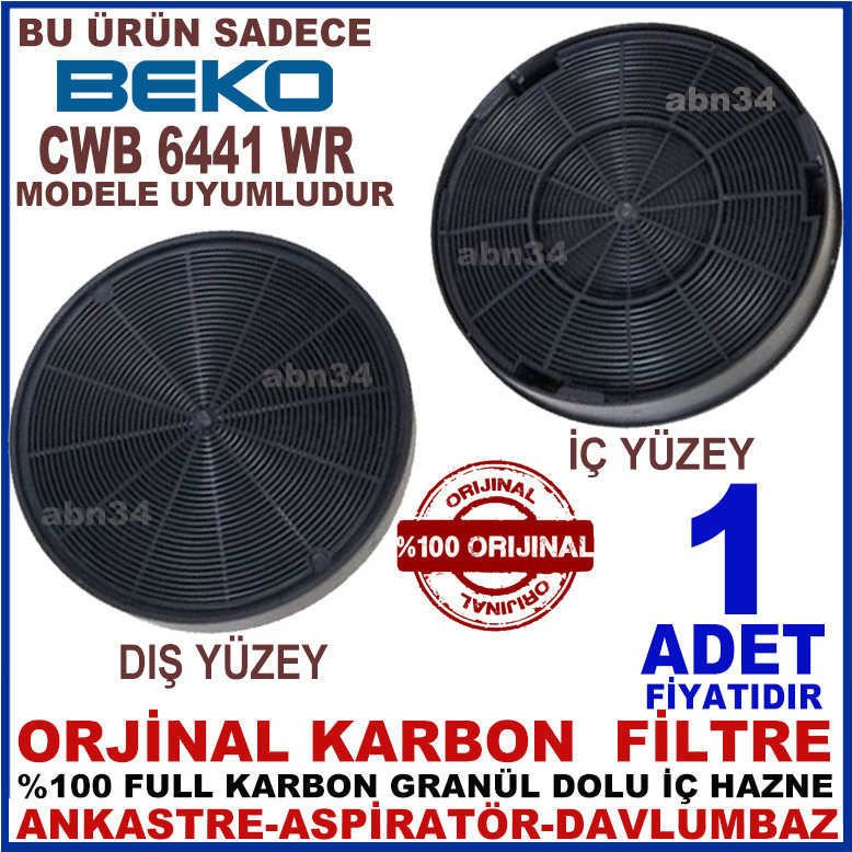 BEKO ANKASTRE DAVLUMBAZ FİLTRESİ BEKO CWB 6441 WR MODEL DAVLUMBAZ İÇİN GRANÜL KARBONLU FİLTRE