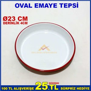 İÇ VE DIŞ YÜZEYİ EMAYE KAPLAMALI 23 CM ÇAPINDA ISI İLETKENLİĞİ YÜKSEK KALİTELİ VE SAĞLAM EMAYE TEPSİ
