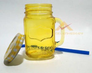 METAL KAPAK PİPETLİ CAM KAVANOZ İÇECEK KUPASI SR