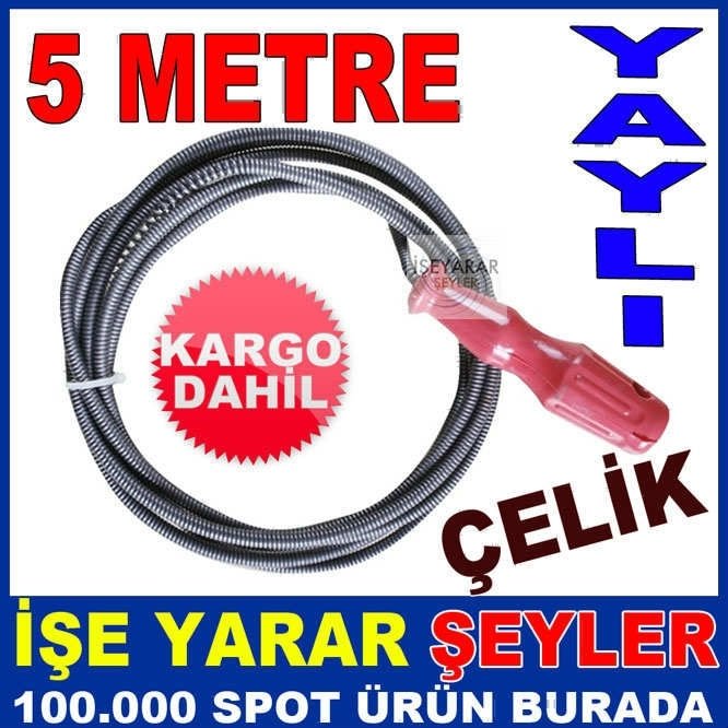 TIKANIKLIK AÇICI SİHİRLİ TEL 5m ÇELİK YAYLI LAVABO GİDER AÇMA