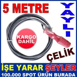 TIKANIKLIK AÇICI SİHİRLİ TEL 5m ÇELİK YAYLI LAVABO GİDER AÇMA