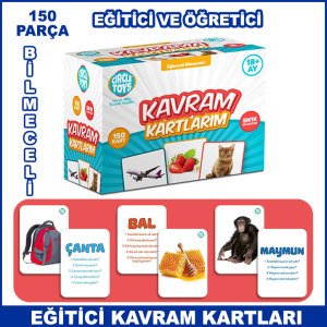 150 Parça Eğitici, Öğretici ve Zeka Geliştirici Kavram Kartları - Bilmeceli Zeka Kartları