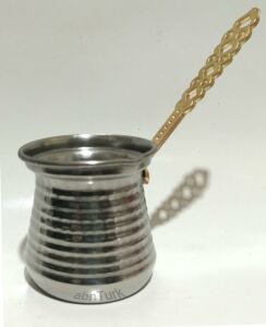 Çekiç Dövme Çelik Cezve Nostalji Osmanlı Tarz Pirinç Sap 3 Fincan Yaşam Boyu Garanti Mükemmel Lezzet