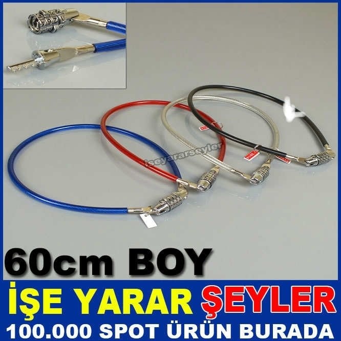 ÇELİK HALATLI 7mm 4 HANE ŞİFRE BİSİKLET KİLİDİ