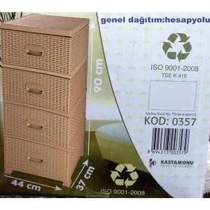 1.kalite plastik 4 çekmeceli açık kahverengi raddan lüks hasır komidin yanları kapalı büyük komidin