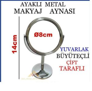 Çiftaraflı Büyüteçli Ayaklı Metal Makyaj Aynası