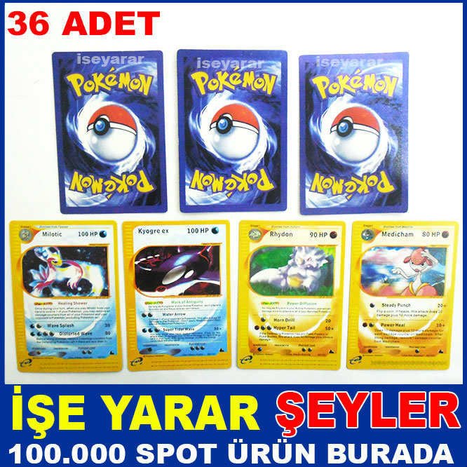 36 ADET ORJİNAL POKEMON ÇİZGİ FİLM OYUN KARTLARI