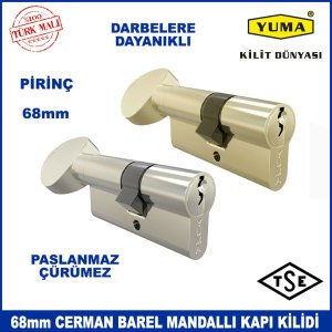 Darbelere Dayanıklı TSE Garantili Paslanmaz Yuma 68mm Cerman Barel Mandallı (Topuzlu) Kapı Kilidi