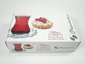 Paşabahçe Melis 6 Bardak 6 Çay Tabağı Takım Seti