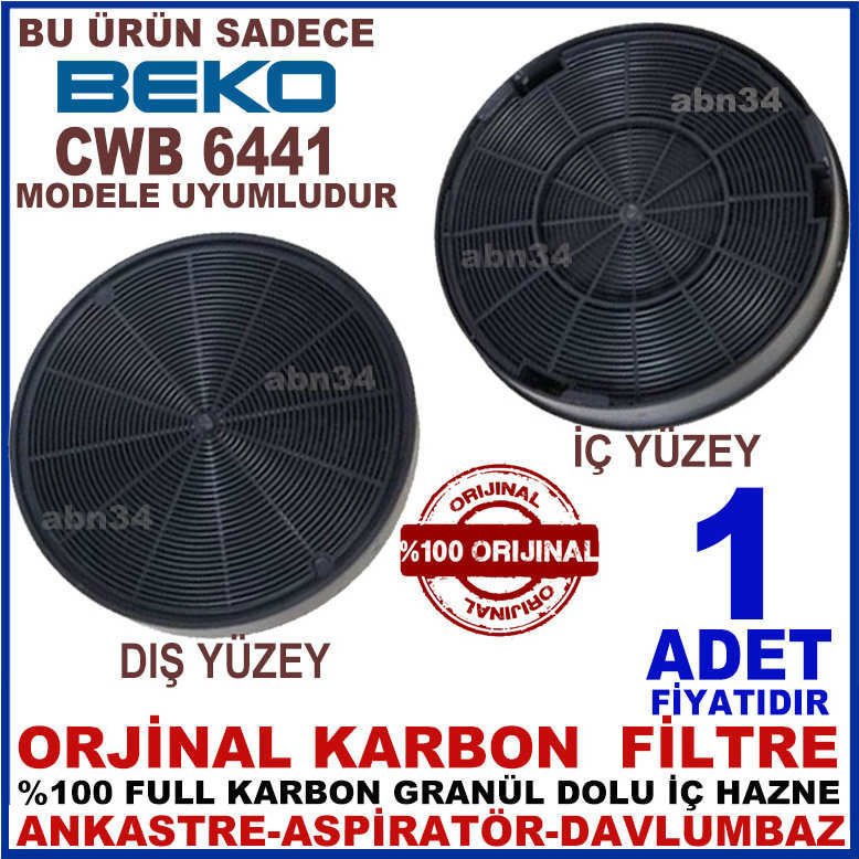 BEKO ANKASTRE DAVLUMBAZ FİLTRESİ BEKO CWB 6441 MODEL DAVLUMBAZ İÇİN GRANÜL KARBONLU FİLTRE