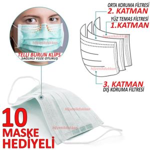 10 HEDİYELİ Yüz Koruma Siperliği Kırılmaz Camlı Siperlik-Tam Koruyuculu Kişisel Sağlıklı Yaşam Seti