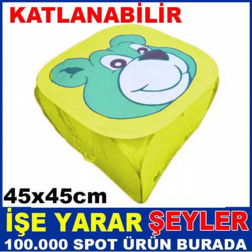Ayı Desenli Model Katlanabilir Oyuncak Sepeti
