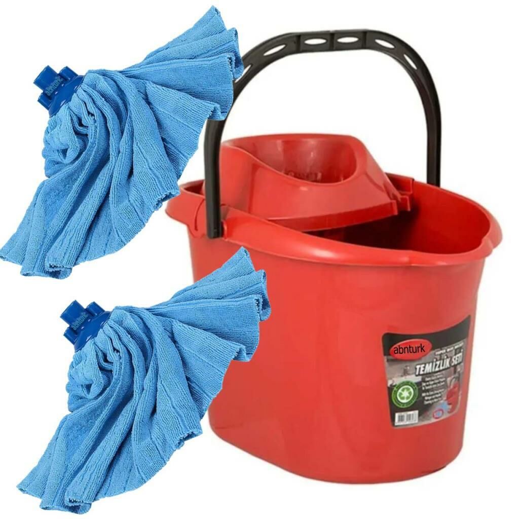 12 Litre Sıkmalı Temizlik Mop Kovası+2 adet Mikrofiber Havlu Mop Paspası Hediye Süper Emici Efsane