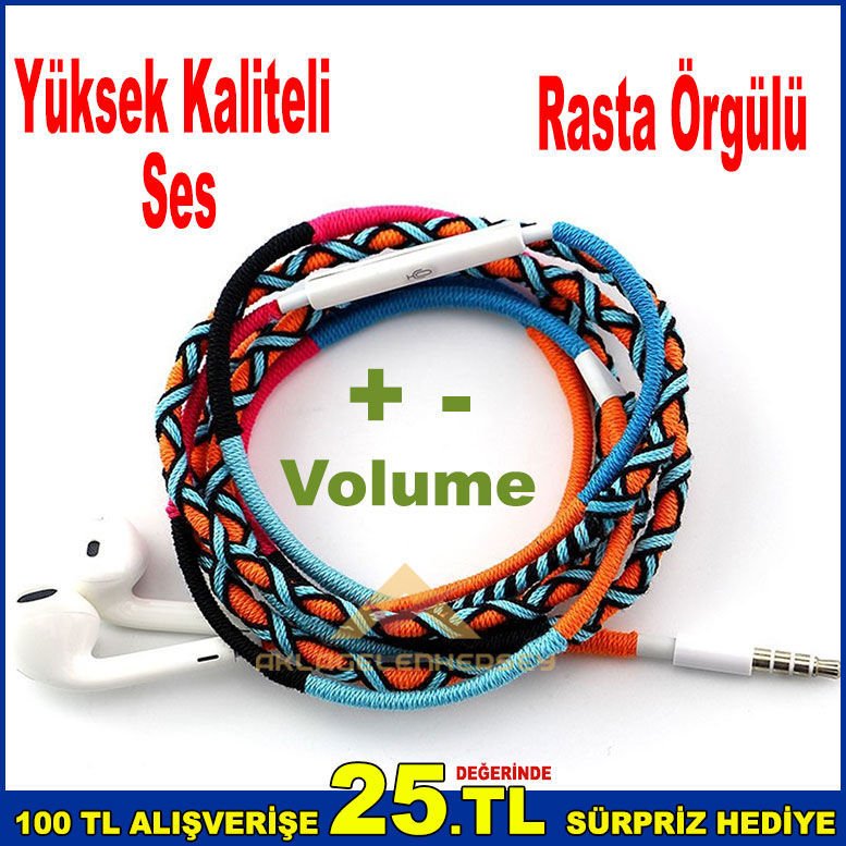 Cep Telefonları, Müzik Çalarlar,Bilgiyarlara Uyumlu Rasta Örgü Kulaklık Mikrofonlu Ses Kontrollu -2