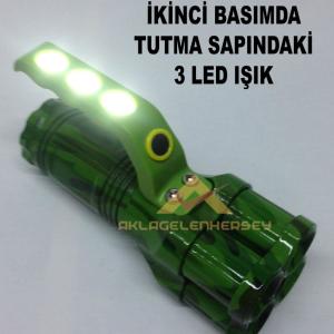 İSTEĞE BAĞLI ÜÇ ÇEŞİT IŞIK KAYNAKLI ŞARJ EDİLEBİLİR 16x9 CM BOYUTUNDA ŞARJLI EL FENERİ