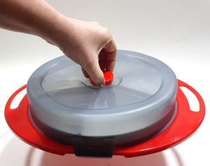 Kilitli Kapak Yuvarlak 5 bölmeli Kahvaltılık Tepsisi 5  Farklı Çerez Sunum Tepsisi Bölünür Çıkabilir