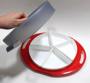 Kilitli Kapak Yuvarlak 5 bölmeli Kahvaltılık Tepsisi 5  Farklı Çerez Sunum Tepsisi Bölünür Çıkabilir