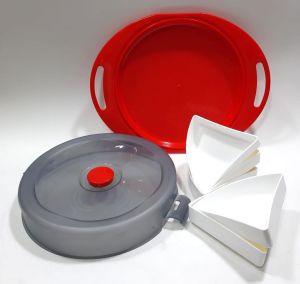 Kilitli Kapak Yuvarlak 5 bölmeli Kahvaltılık Tepsisi 5  Farklı Çerez Sunum Tepsisi Bölünür Çıkabilir