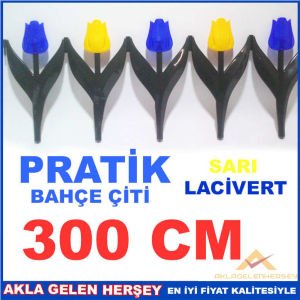 LALE DESENLİ SARI LACİVERT PLASTİK BAHÇE ÇİTİ