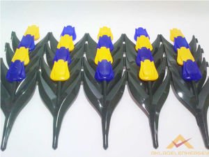 LALE DESENLİ SARI LACİVERT PLASTİK BAHÇE ÇİTİ