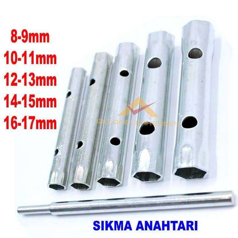 6LI SET ÇİFT TARAFLI SIKMA ANAHTARLI BORU LOKMA ANAHTAR SETİ 6 PARÇA BUJİ ANAHTAR SETİ